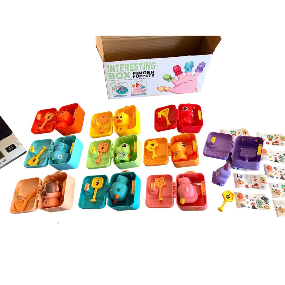 Box Set of 10 Montessori Lock Boxes with Finger Puppet Kids Learning Toy